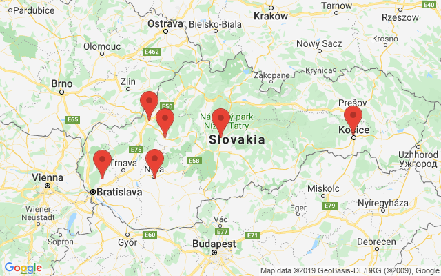 Google map: Partizánska 1819, 95701 Bánovce nad Bebravou